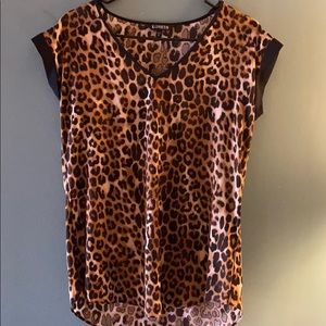 Express Leopard black trim blouse size small